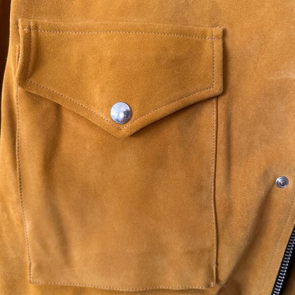 Caramel Oversized Suede Jacket w/adjustable fit and pockets - Picture 13 of 16